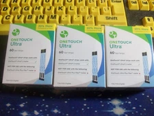 180 ONE TOUCH ULTRA TEST STRIPS 3 BOXES OF 60, EXP 11-30-26, GOOD SEALED BOXES