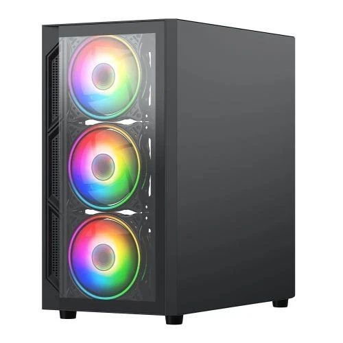Vida Lucid Black ARGB Gaming Case w/ Glass Front & Side, Micro ATX, 4x ARGB - Image 2 of 4