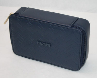 Missoni Delta Navy Blue Zip Travel Pouch Cosmetic Toiletry Case