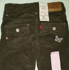 NWT Levi's brown butterfly corduroy pants .so cute.. Size 4 adj waist