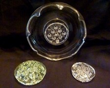 LOT 3 Glass FLOWER FROGS w/ NEW MARTINSVILLE 8" Floral DISPLAY BOWL