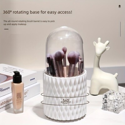 360 ° drehbarer Make-up Pinsel Halter Organizer mit Deckelabdeckung;