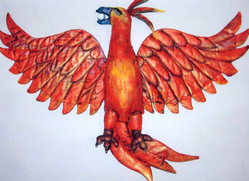 Cloth Folk Art Bird Pattern "Red Phoenix" by Susan Barmore - 第 1/1 張圖片