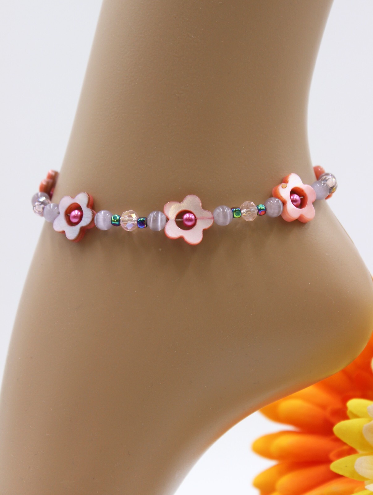 Miniblings Perlen Fußkettchen – Handmade Modeschmuck Für Strand & Sommer In Rot, Weiß, Gold