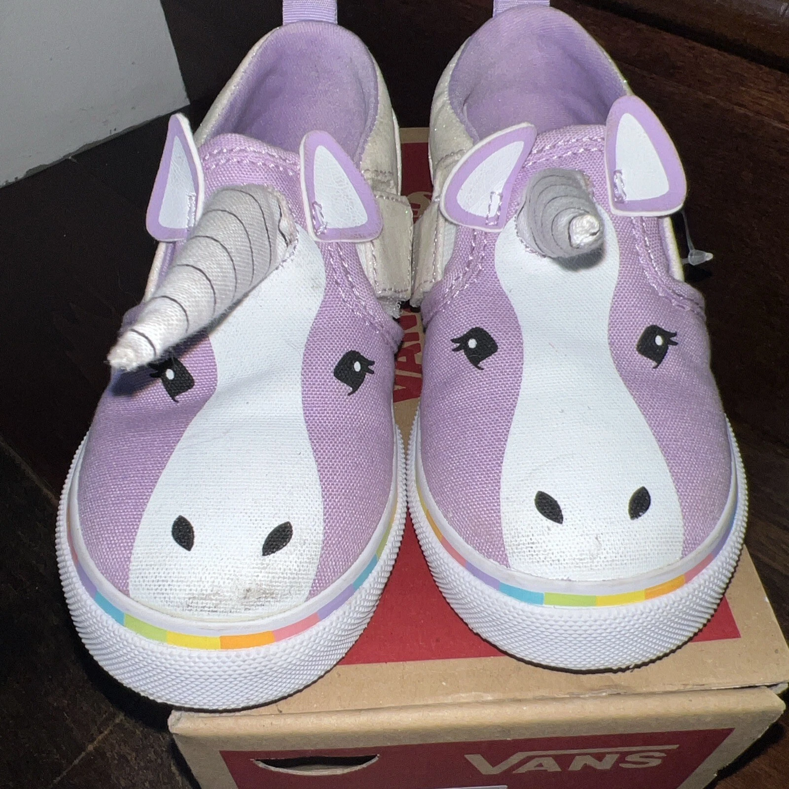 Vans Asher V slip on in tela unicorno per bambina taglia 8 5