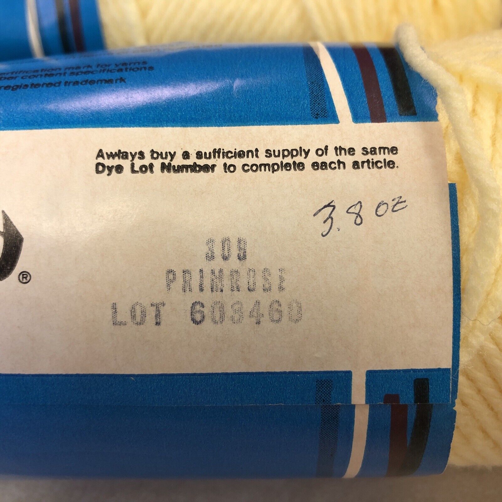 3 Vtg Dawn SAYELLE Yarn skeins 309 Primrose Yellow lot 603460 weight
