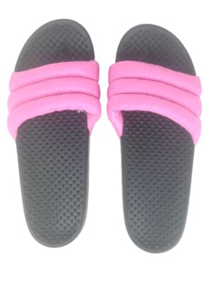 VICTORIAS SECRET PINK LOGO PUFFER SLIDES SANDALS BEACH SHOES Small NWT