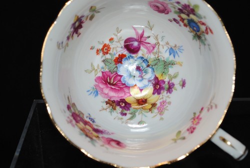 HAMMERSLEY ENGLAND TEA CUP SAUCER SET SIGNED F.HOWARD FLOWERS GOLD - Picture 11 of 12