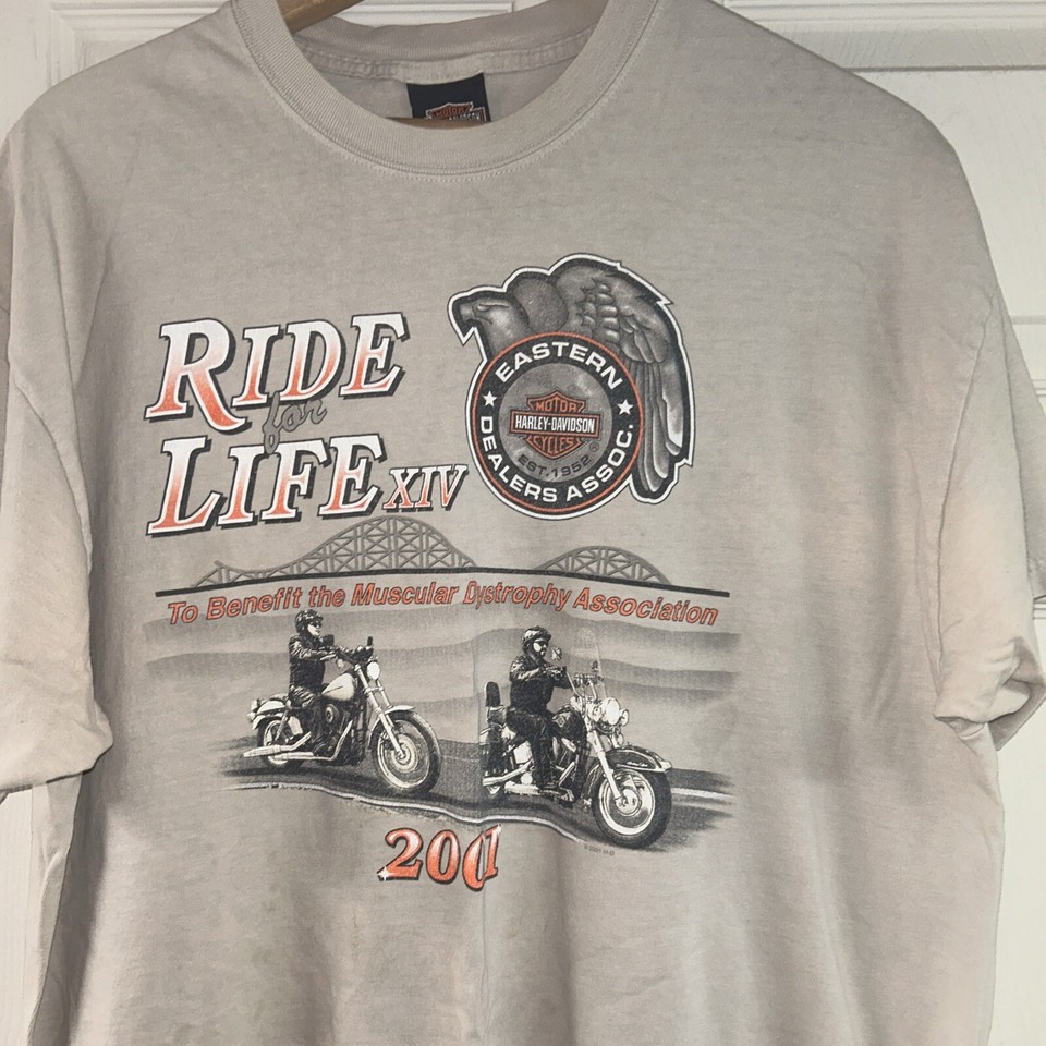 Vintage Harley Davidson Ride For Life 2001 Size Xl Beige eBay
