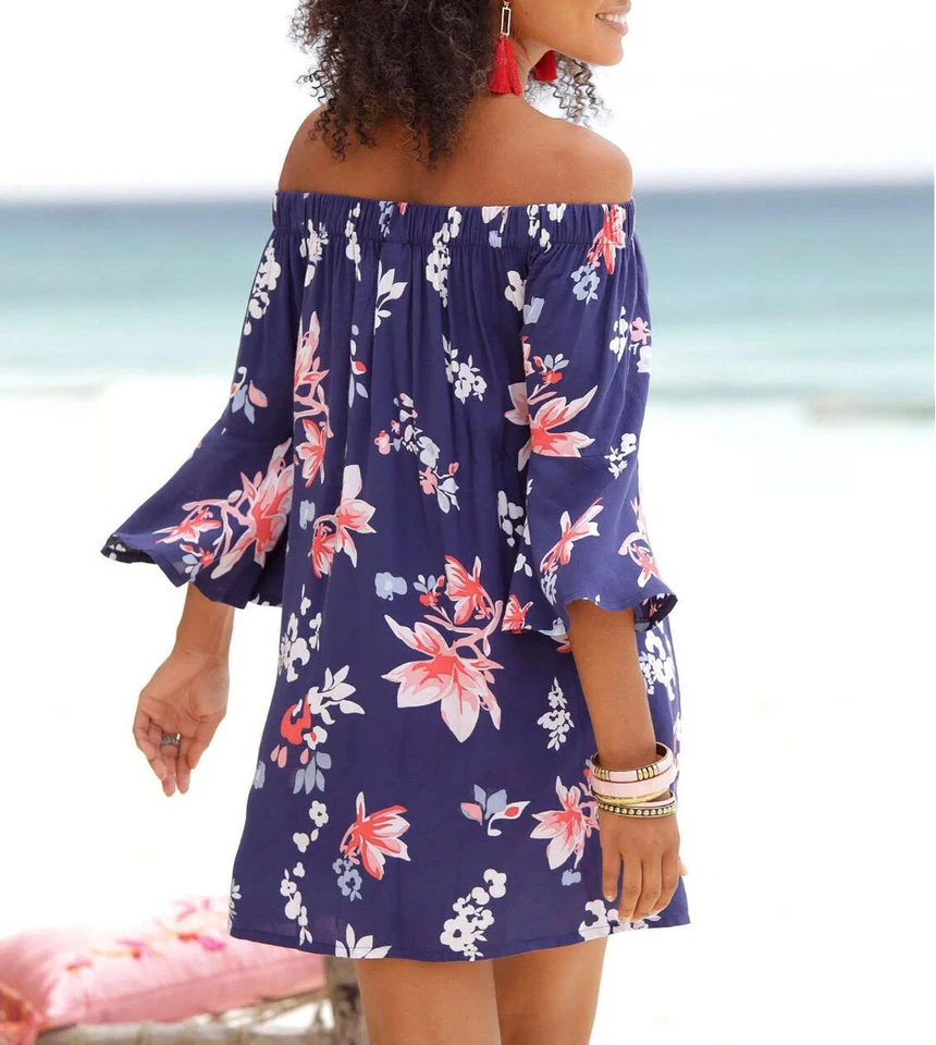 NEU SUMMERFEELING CARMEN SOMMER STRANDKLEID 34 36 BEACH TIME blau*79778918 - Bild 2 von 4