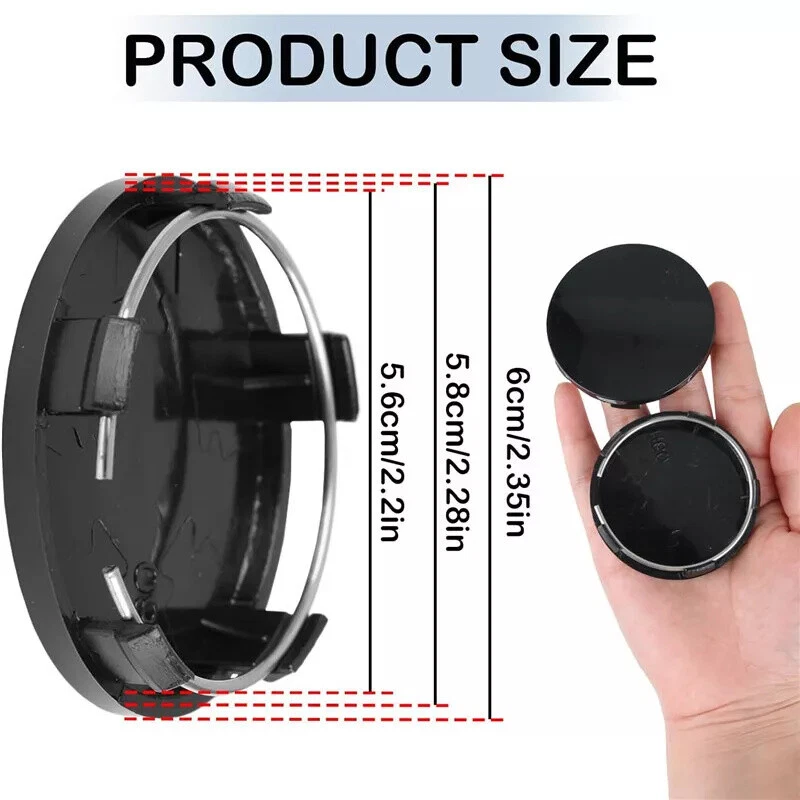 Tampas centrais cubo roda carro 4 peças (56 mm) 60 mm capas pretas ABS acessórios universais - Imagem 2 de 4