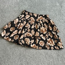 - Entro Floral Mini Skirt Slanted Ruffle Spring Summer Girly MEDIUM