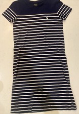 POLO RALPH LAUREN Navy And White Stripes Knit Dress Size XS