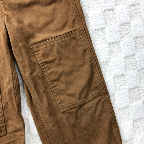 Carhartt Double Knee Bibs Overalls Boys 4 Tan Brown Work Wear Duck Kids Youth - Picture 5 of 13