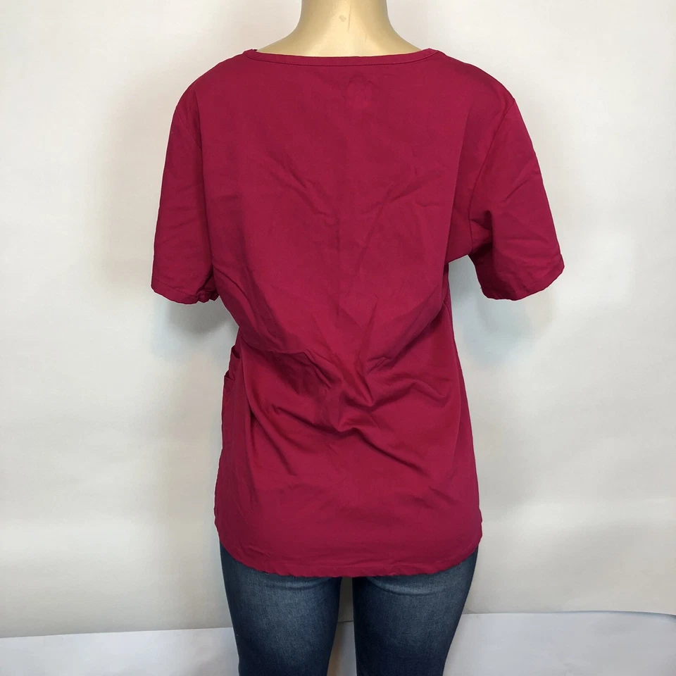 Uniforme de manga corta Urbane rosa con cuello en V y bolsillos para mujer talla S-M Foto 3 de 4