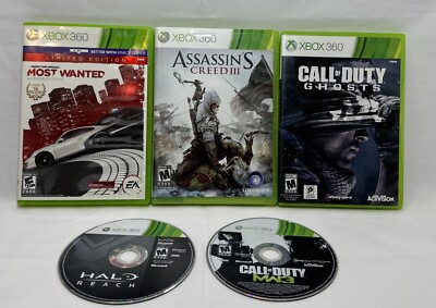 Microsoft Xbox 360 Game 5 Mix Lot - Call of Duty, Most Wanted, Assassin s3, HALO