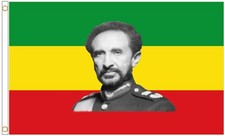 HIM Haile Selassie on Ethiopia Rastafarian 5'x3' Flag - EXCLUSIVE