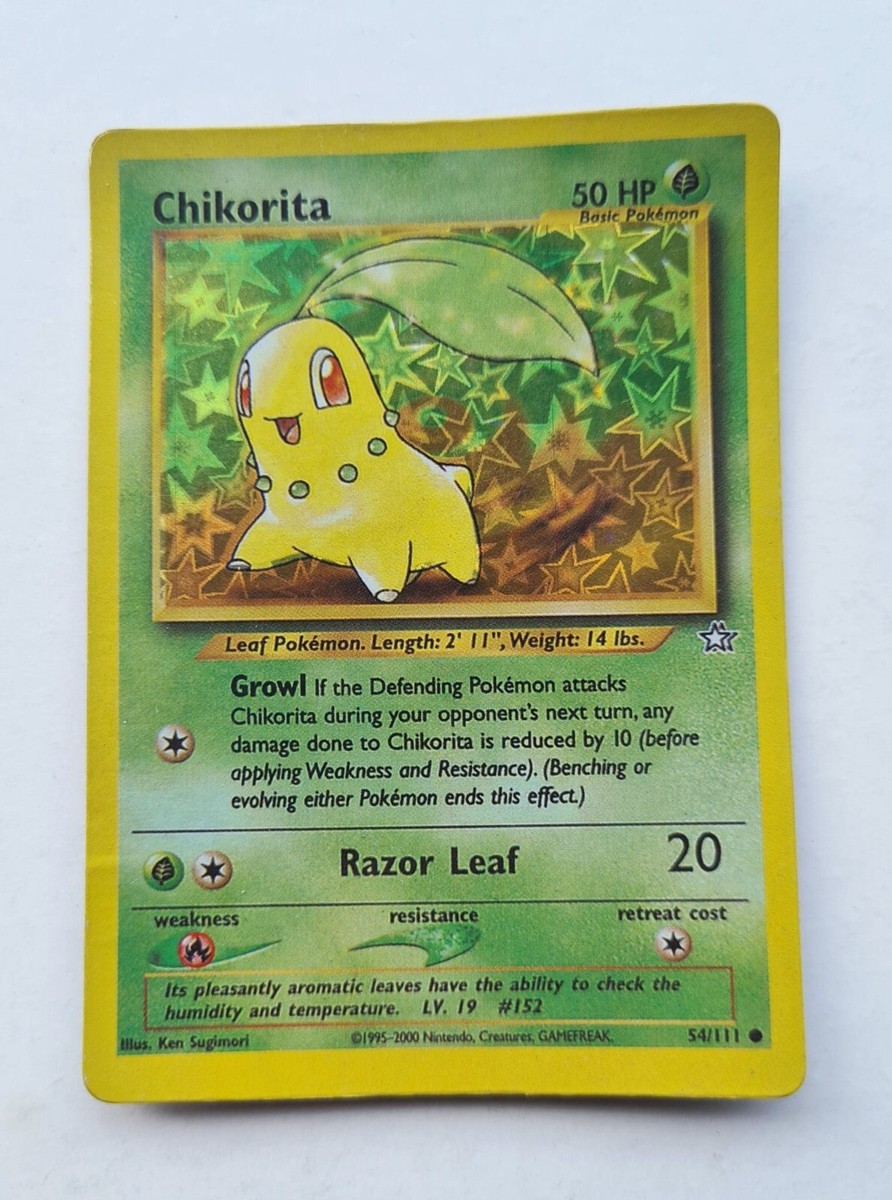 SHINY Chikorita Pokemon Card 54/111 - Neo Genesis SHINY Chikorita Pokemon Card 54/111 - Neo Genesis