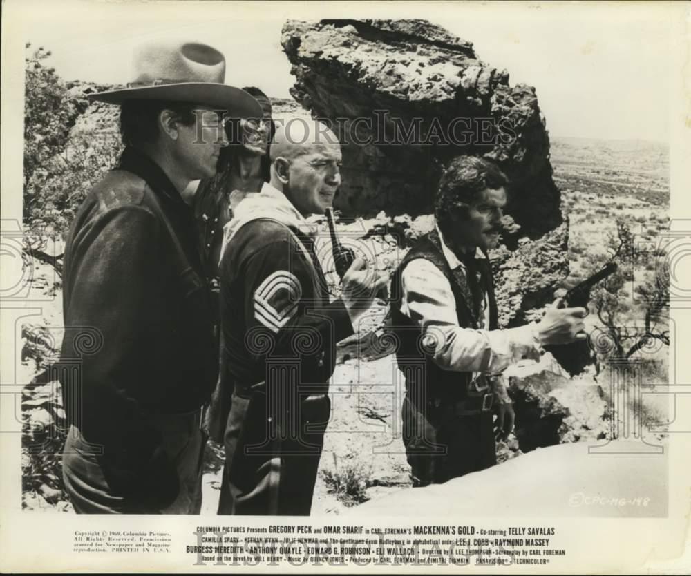 1969 Press Photo Gregory Peck, Omar Sharif Telly Savalas in