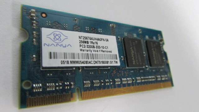 NT256T64UH4A0FN-5A Nanya 256MB DDR2 SoDimm Non ECC PC2-3200 400Mhz Memory - Image 2 of 4
