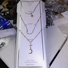 True to Form 3 Brass Gold Layering Necklace New