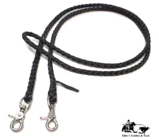 Braided Leather Roping Rein 4 Plait Black Mexico Made New Free Ship