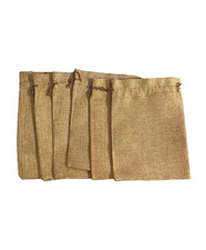 6 Burlap Jute Draw String Bags  7"x5" Party Jewelry Holiday Gift Giving New
