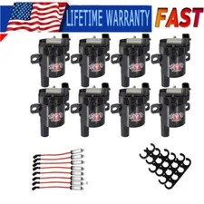 8 Set Round Ignition Coil and Spark Plug Wire For GMC Chevy Silverado 1500 5.3L