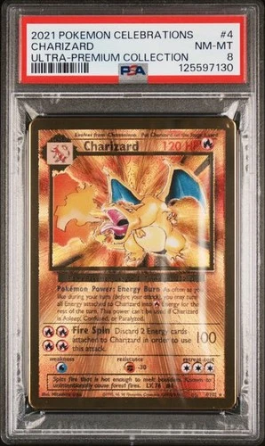 PSA 8 NM-MT Charizard Celebrations Ultra Premium UPC Metal Promo Pokemon 4/102
