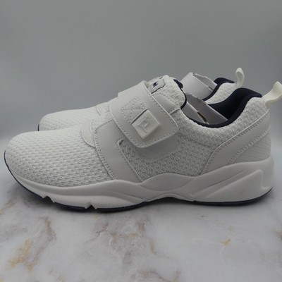 Propet Shoes Mens Size 10.5 White Navy Walking Comfort Stability X Strap