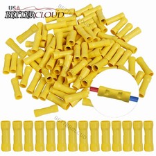 100Pcs 12-10 Gauge Insulated Butt Wire Connectors Crimp Splice Terminals Yellow