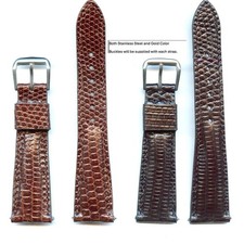 Elegant Gay Fr res Genuine Lizard Strap Band, Leather Lined 16mm - 22mm