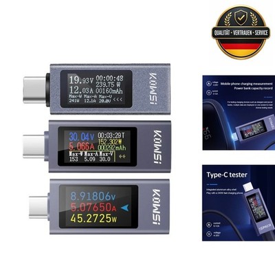 Typ-C Digitales Volt- und Amperemeter Leistungsmesser 4 30 V 12 A