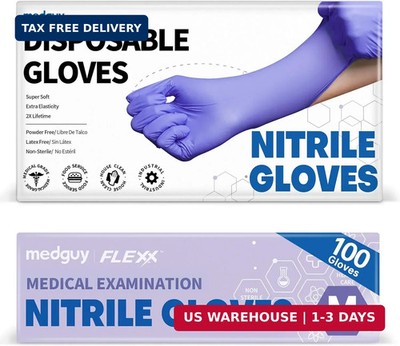 Medguy Medical Nitrile Exam Gloves, 4 Mil Powder-Free Latex-Free Disposable Food