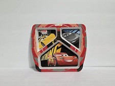 Zak! Disney Cars Lightening McQueen Kids Melamine 3 Section Divided Plate 
