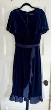 Lane Bryant Blue Velvet Party Dress Flutter Sleeve Womens Size 18/20 Cocktail