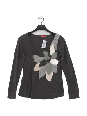 One September Damen Top M grau geblümt 100% Sonstige Langarm Rundhals Basic