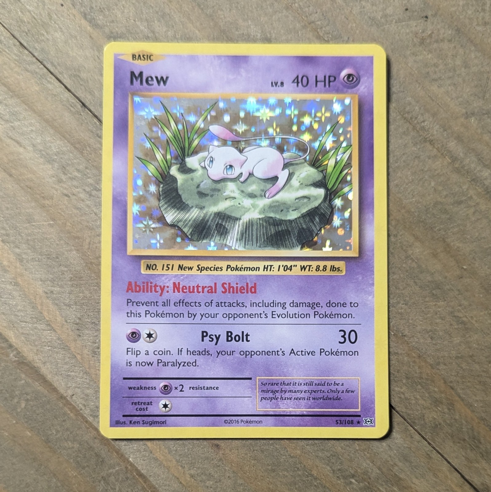 Pokemon Card TCG - Mew 53/108 (Holo Rare) - XY Evolutions - Near Mint