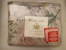 Ralph Lauren Therese Floral Pink Full Fitted Sheet 100 Cotton 280 Thread - NEW