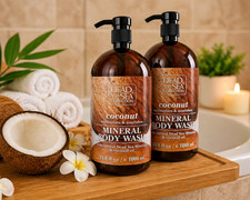 2*Dead Sea Mineral Body Wash 1000ml Coconut Moisturising Shower Gel Spa