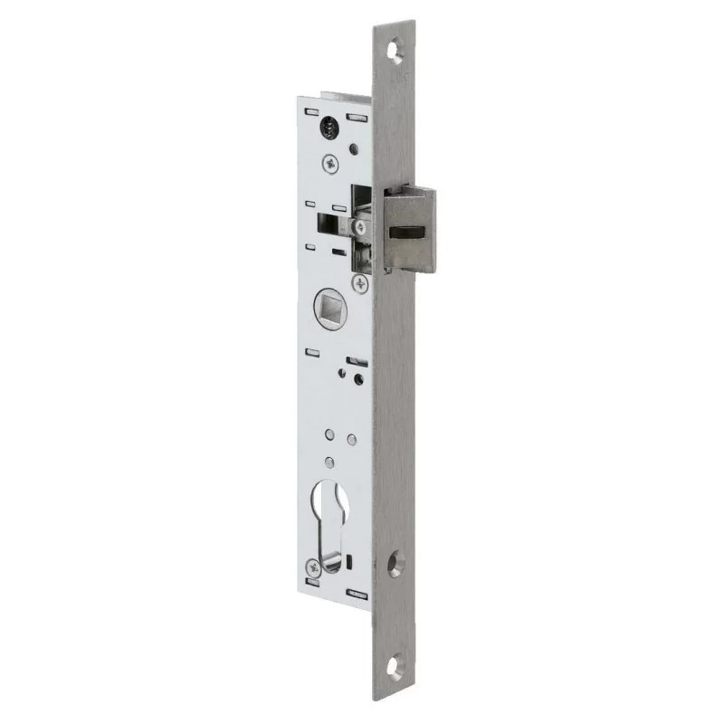 Serrure pour profils étroits Metalux 9/39.5 axe 70mm cylindre européen porte alu