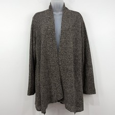 Eileen Fisher 100 Linen Cardigan Women's 1X Brown Lagenlook Classic Capsule