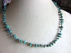 Liquid silver and turquoise chip necklace - 20" long
