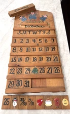 Vintage Wooden Wall Hanging Perpetual Calendar, Hand Painted, rustic, cottagecor