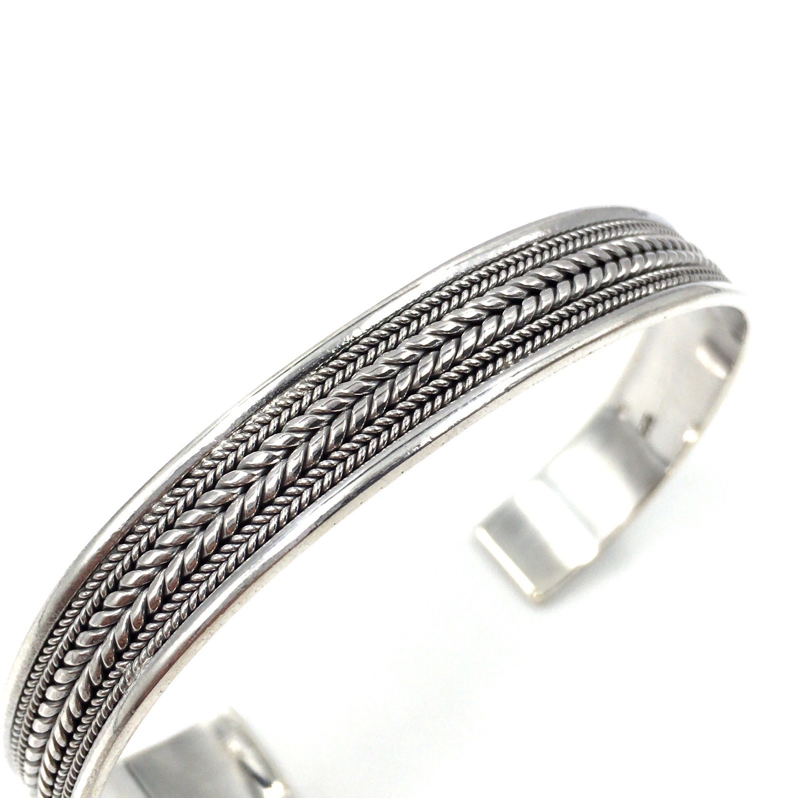 925 Sterling Silver Solid Bangle Modern Bangle Me… - image 3