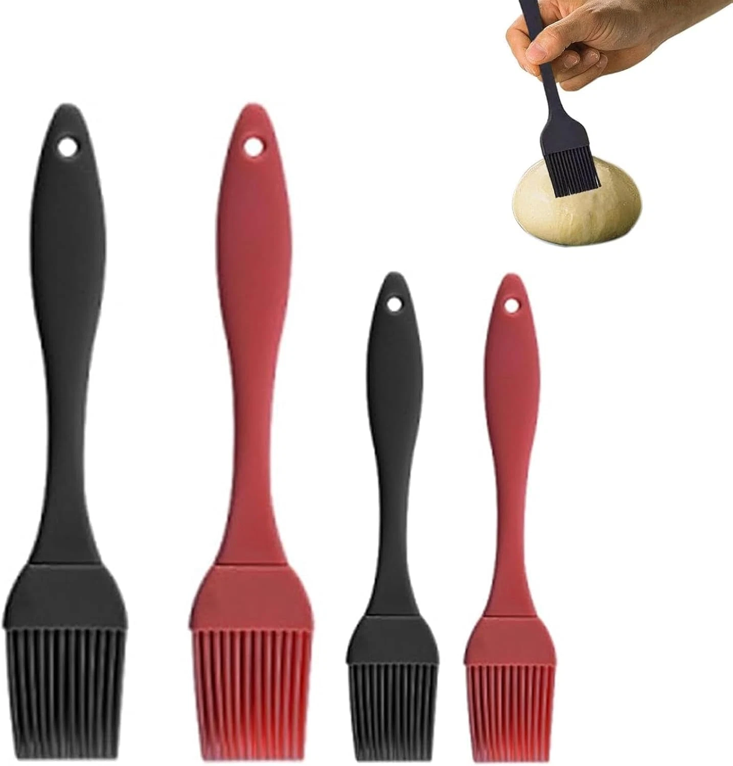 Pack of 4 Pastry Brushes, Silicone Pastry Baking, Egg Brush Black for Grill Brus