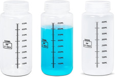 17oz/500ml Wide Mouth Plastic Bottles with Airtight Lids, Graduated Food Grad...