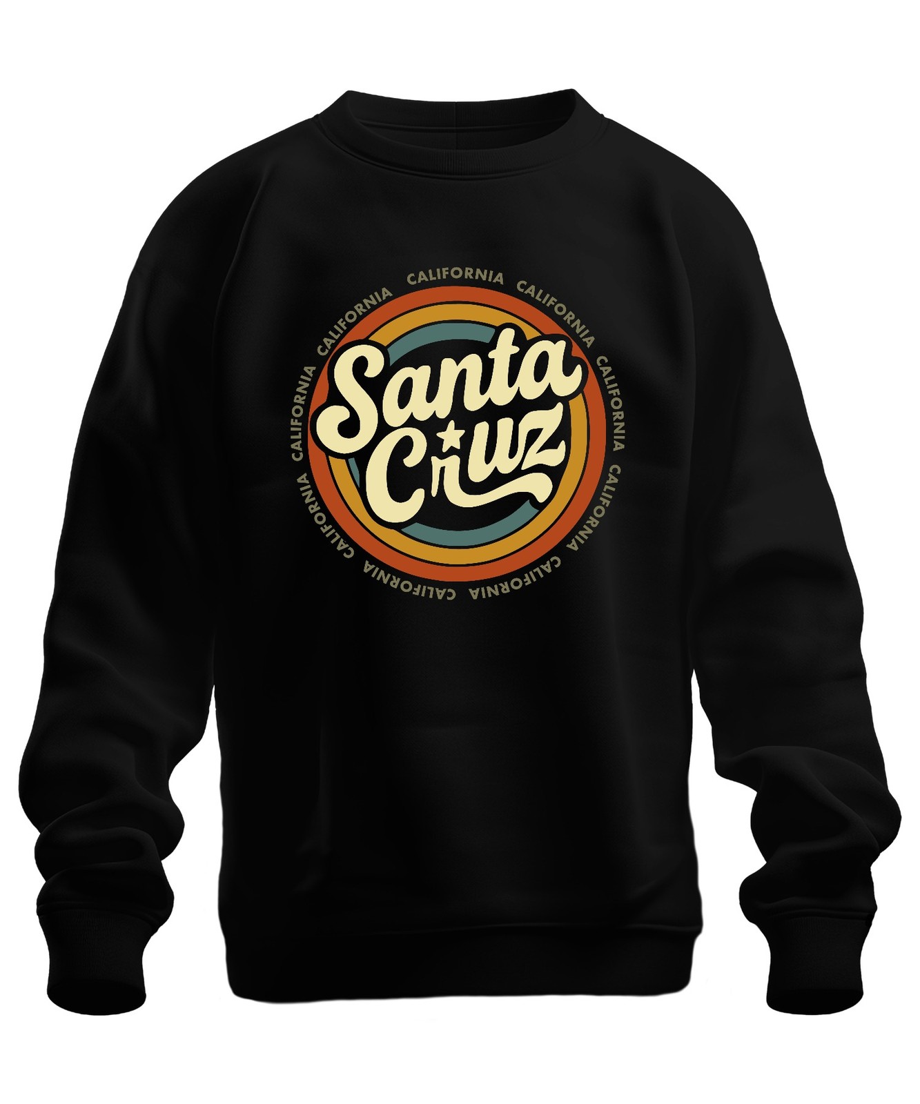 Santa Cruz California Retro Vintage Surfing Beach Waves Summer Unisex Sweatshi