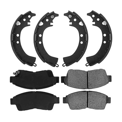 8Pcs Front Brake Pad Set Rear Drum Brakes Shoes Automotive Replacement