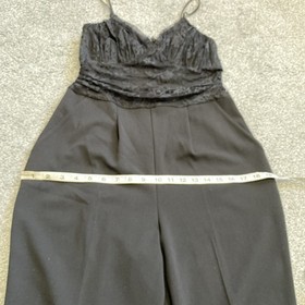 Express Lace Bodice Cami Jumpsuit S Black Pleated Ruched Romantic Party NEW $118